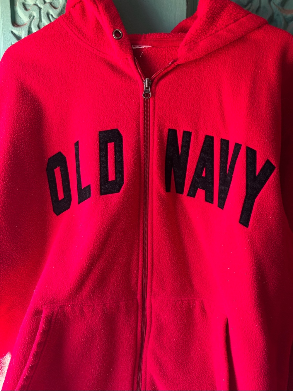Old Navy  Red Zip-Up Hoodie with Black Logo
